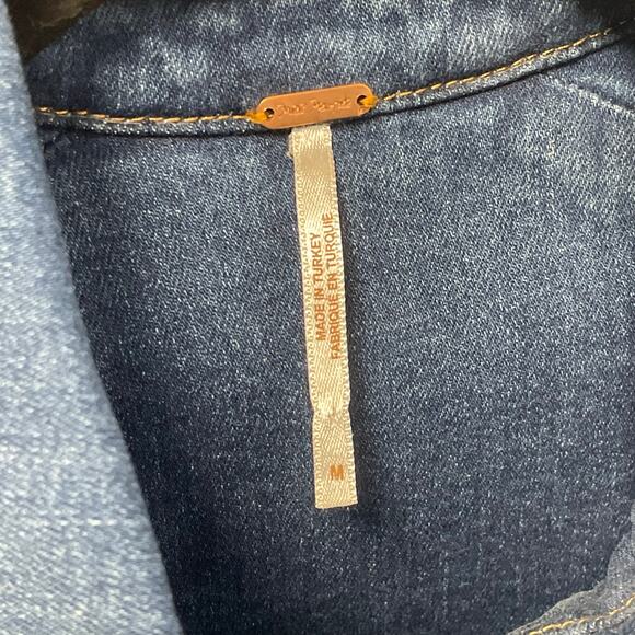 Free People Dynomite Medium Wash Long Sleeve Denim Dress Womens Medium AS IS - Picture 5 of 9